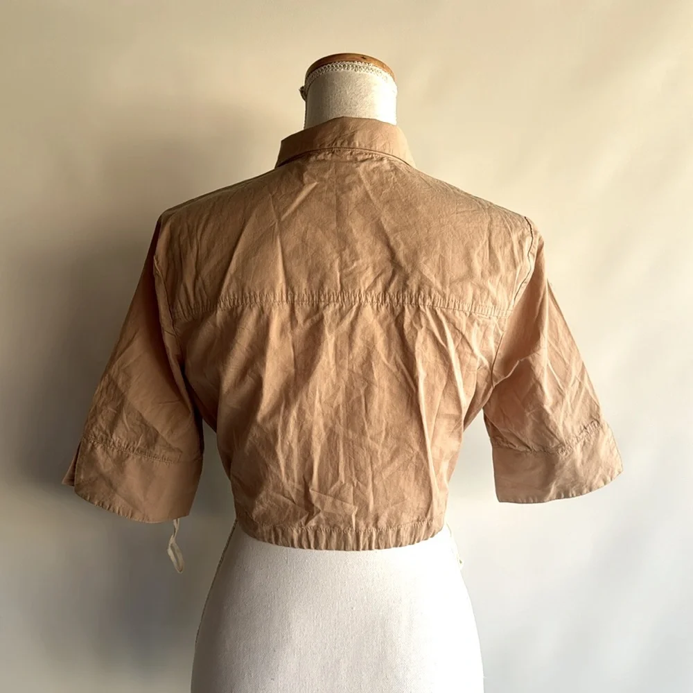 NWT Free People Cropped Short Sleeve Utility Shirt - sz M